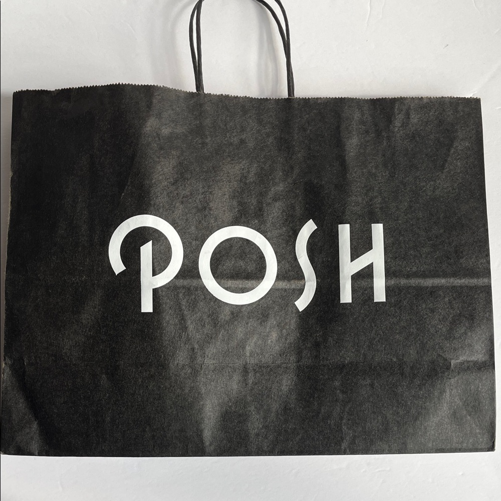 Posh Black Tote with Logo Shopping Bag